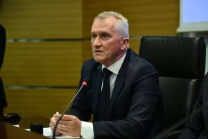 SARAJEVO, 2. juna (FENA) - Konferencija za medije Vanjskotrgovinske/Spoljnotrgovinske komore Bosne i Hercegovine o aktivnostima Komore za podršku transportnom sektoru u BiH. (Foto FENA/Harun Muminović/ap)

